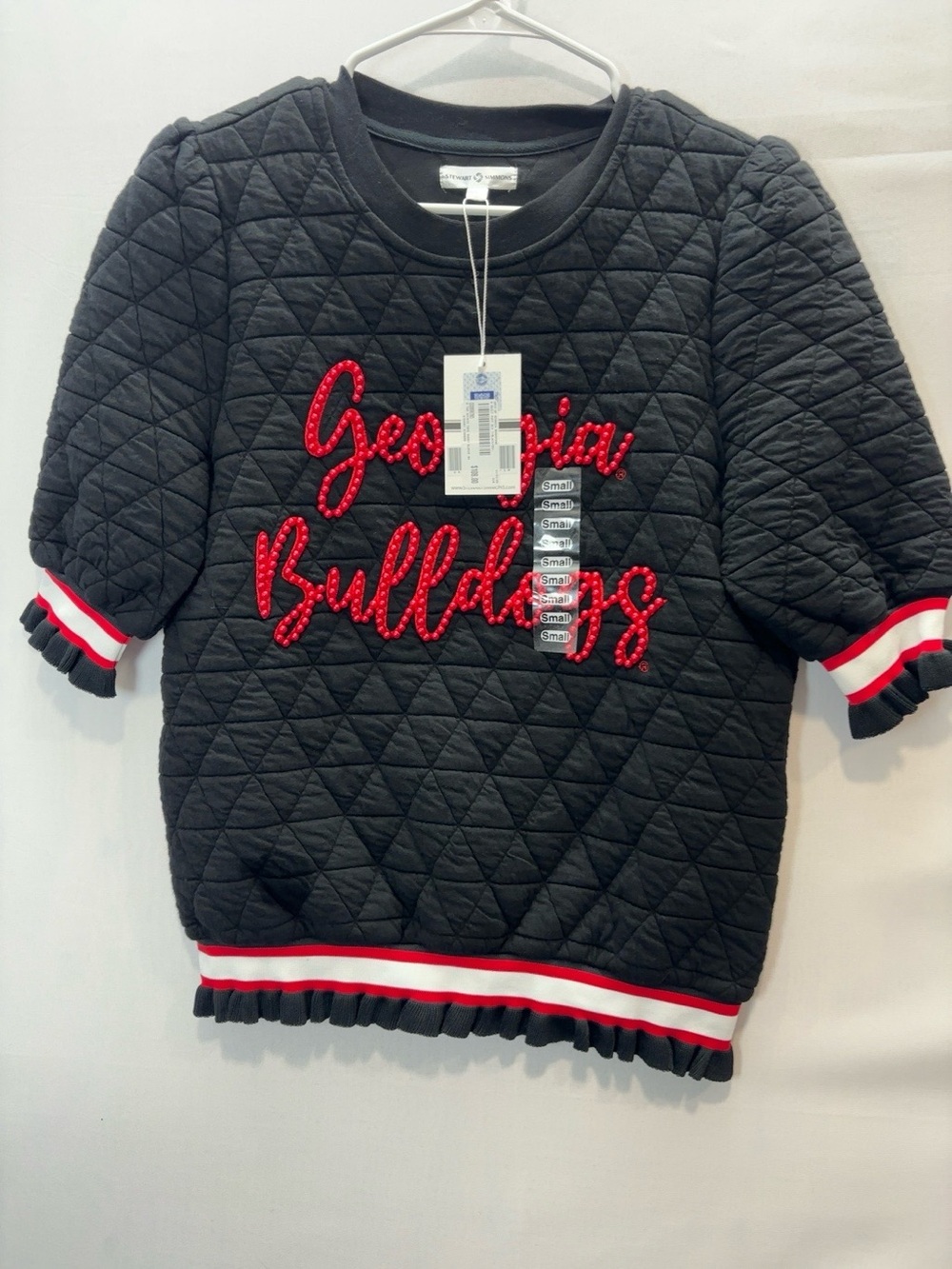 Stewart Simmons Georgia Bulldogs Quilted Top NWT Small Black Beaded - Picture 5 of 8